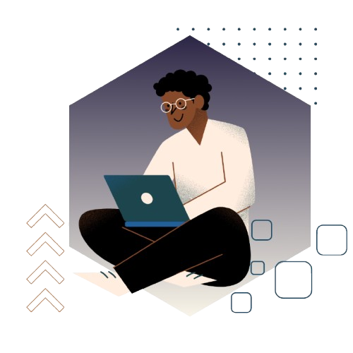 Illustration d'une personne avec un ordinateur